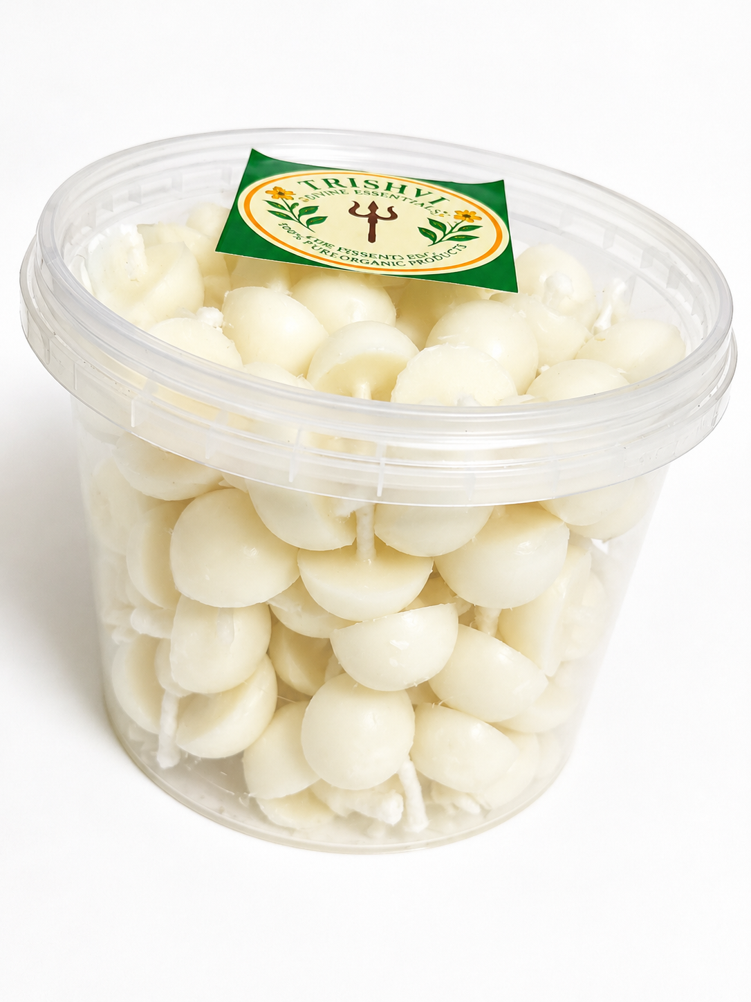 Cow Ghee Baati for Pooja Set of 100 | Long Burning Cotton Wicks White colour